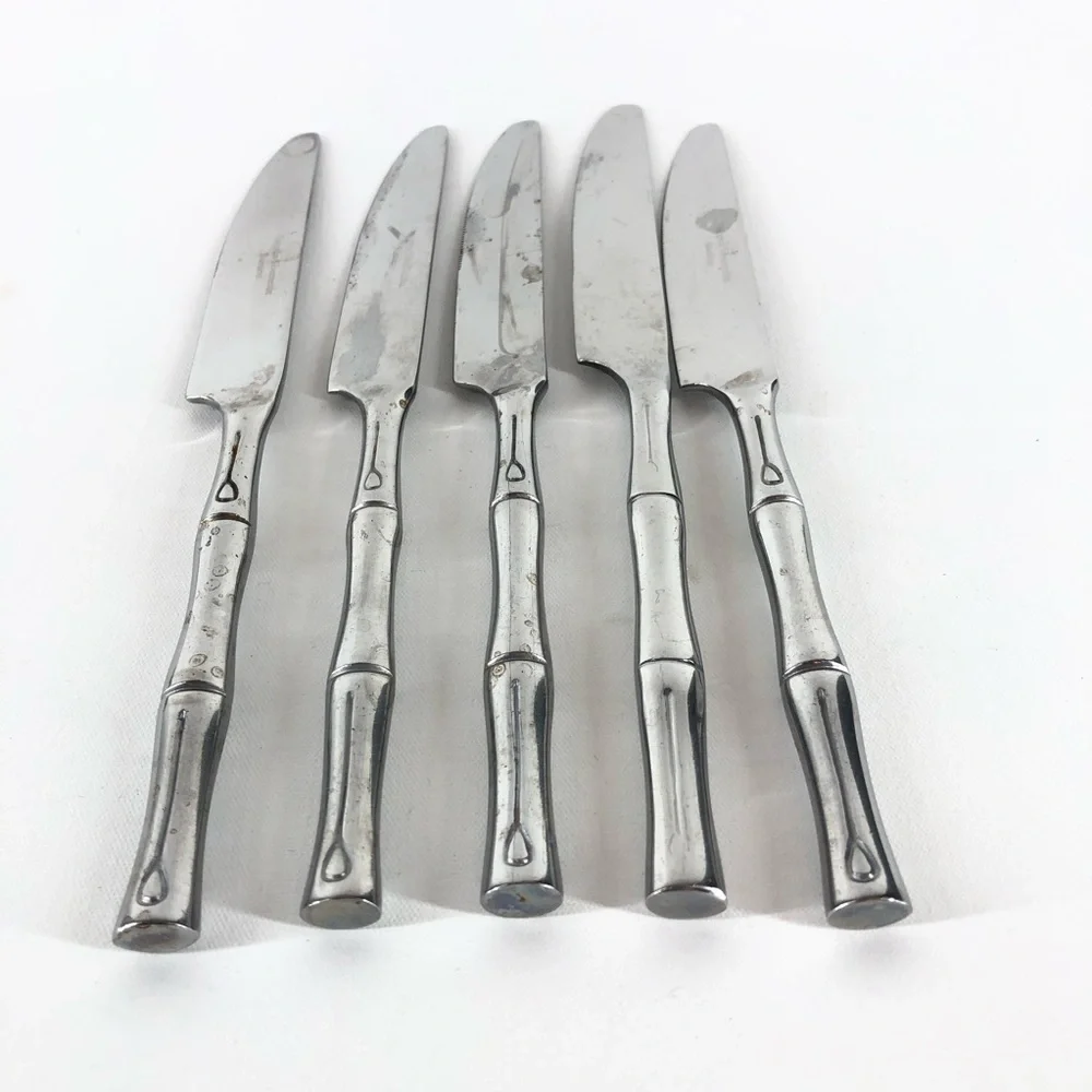 Hampton Silversmiths Bamboo Stainless Steel Flatware Lot Of 7 Pieces